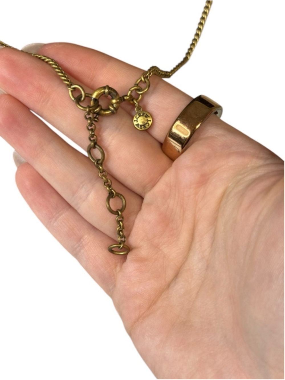 Women's J.Crew Gold Tone Black & Peach Gemstone Statement Necklace One Size - Picture 6 of 6